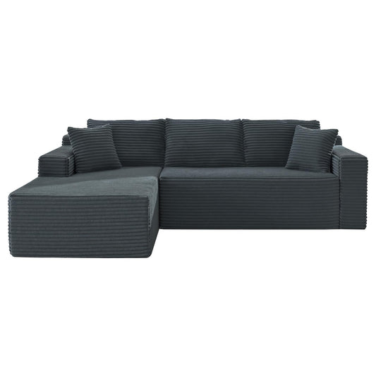 105" Green L-Shaped Cloud Sectional Couch, Modern Modular Sofa with Deep Seat, Corduroy Boneless Couch, No Assembly, Left-Facing Chaise