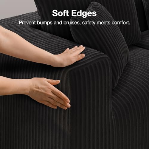 106" Modular L Shaped Cloud Sectional Sofa with Smarts Coil™ Support, 3-Seat Boneless Couch with Ottoman for Living Room or Apartment, No Assembly Required