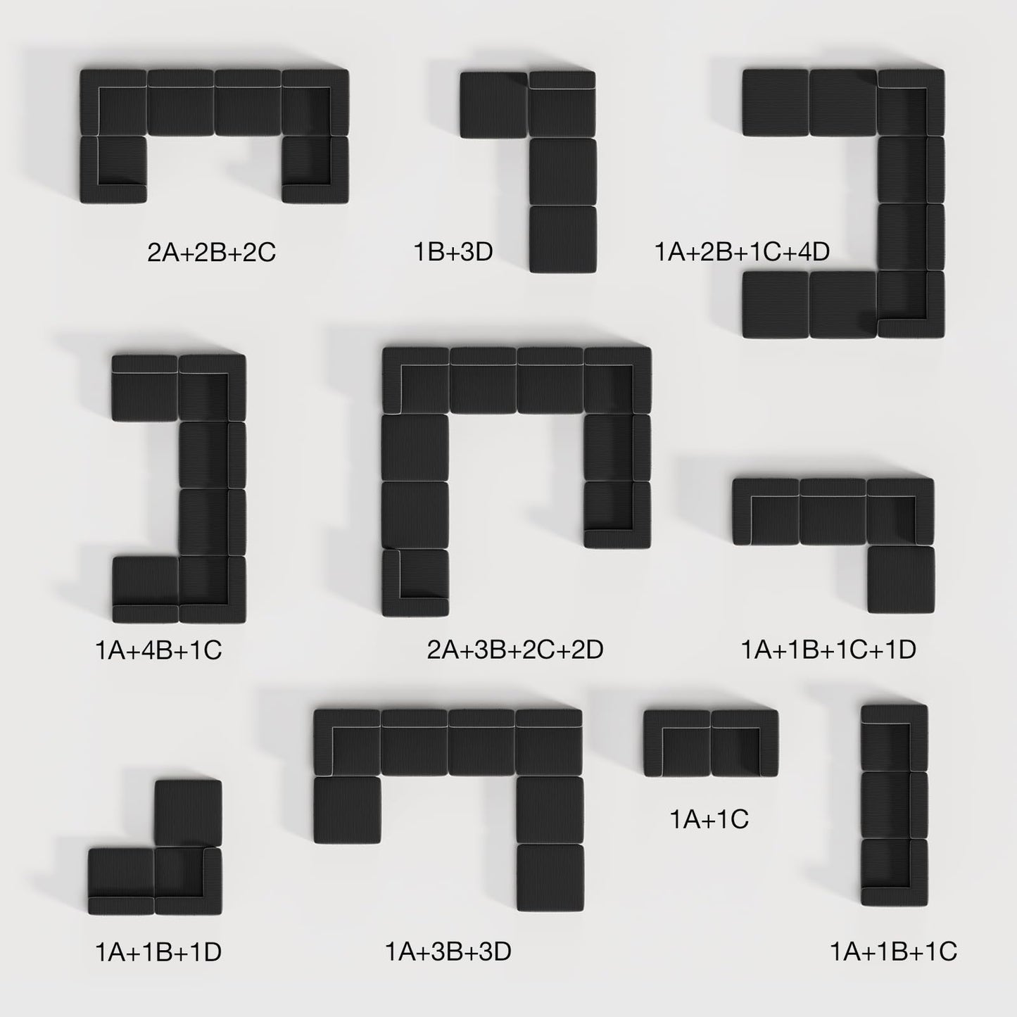 106" Modular U Shaped Cloud Sectional Sofa with Smarts Coil™ Support, 3-Seat Boneless Couch with 2 Ottomans for Living Room or Apartment, No Assembly Required