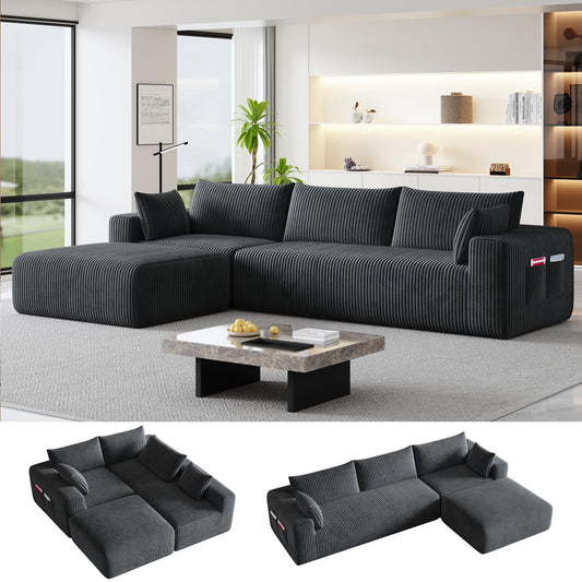 110" U-Shaped Sectional Sofa with Double Chaise, 4-Seater Deep Seat Modular Couch, Dark Gray