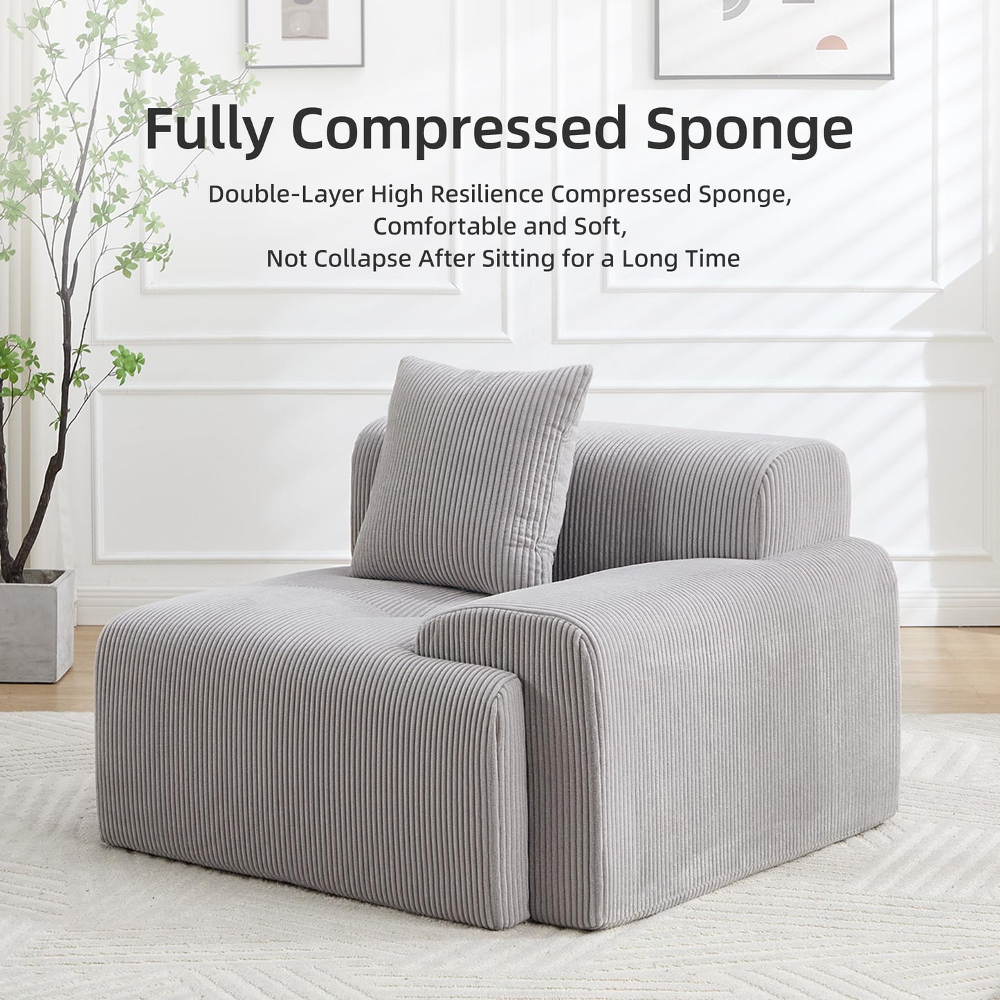 108" Camel L-Shaped Modular Sectional Sofa, Boneless Deep Seat Couch with Chaise and 2-Seaters, Modern Upholstered Couch for Living Room, Right-Facing Chaise