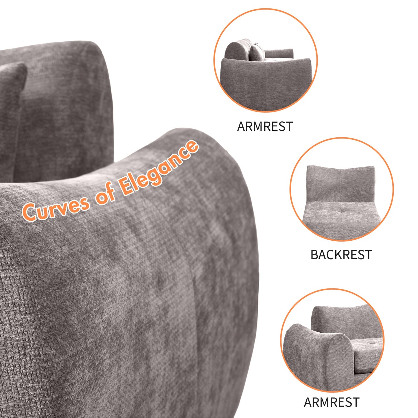 101.6" Gray Modular Sectional Cloud Sofa, 4-in-1 Folding Convertible Floor Couch, Boneless Cushion Sofa for Living Room