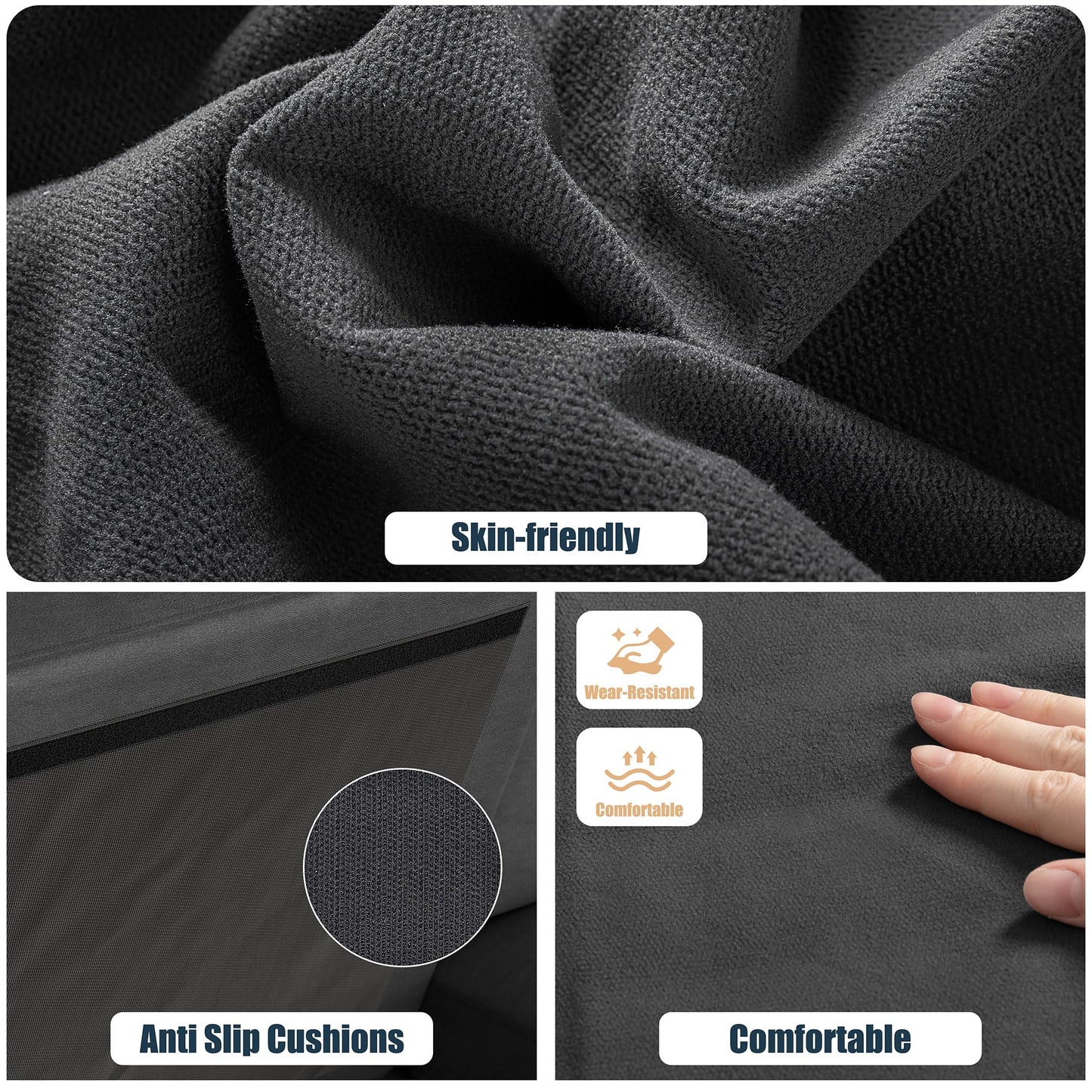 106" U Shaped Sectional Sofa with Double Chaise, Soft 4-Seat Couch for Living Room, Black