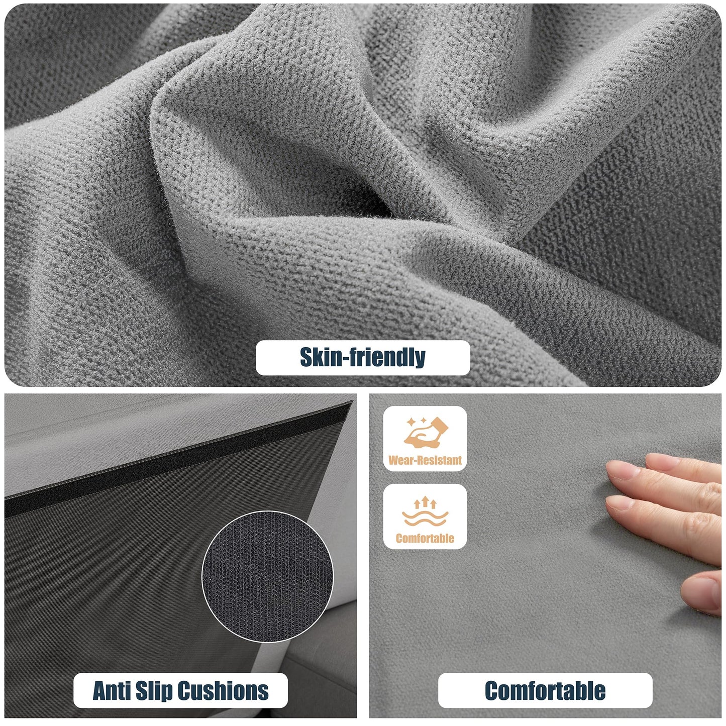 106" U Shaped Sectional Sofa with Wide Double Chaise, 4-Seat Comfortable Fabric Couch for Living Room or Apartment, Pure Light Grey